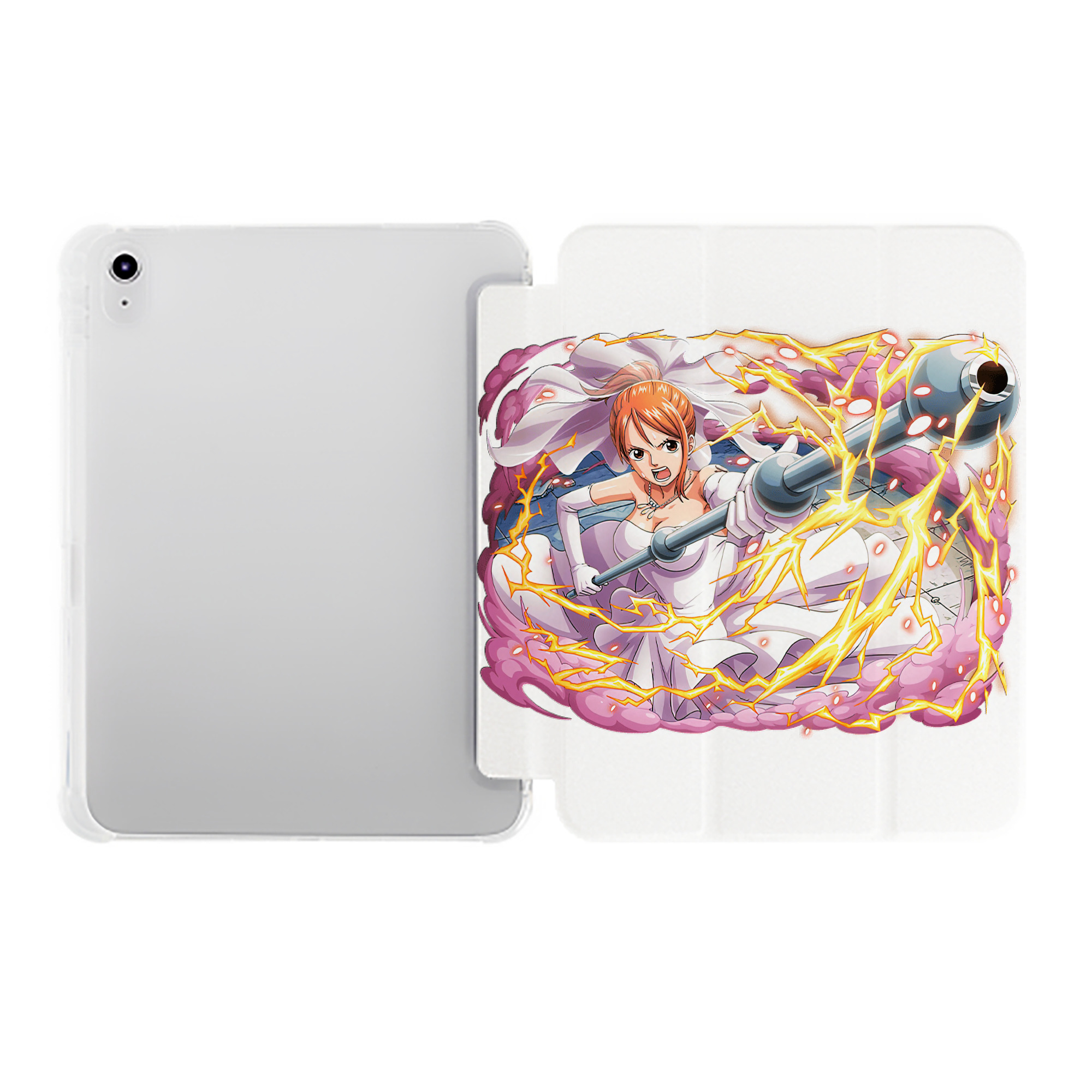 （画像用） ワンピース ナミ ONE PIECE Nami IPad ケース ペン収納付き 三つ折りスタンド PUレザー×シリコン 対応機種9.5/10.5/10.9インチ